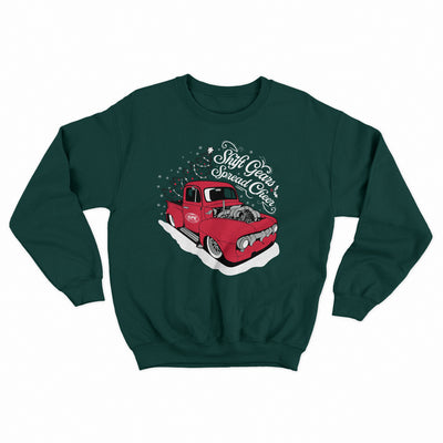 ugly christmas sweater with a diesel truck